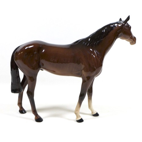 127 - A Beswick 'Large Racehorse' figurine, model number 1564, brown - gloss, 28.5cm high.