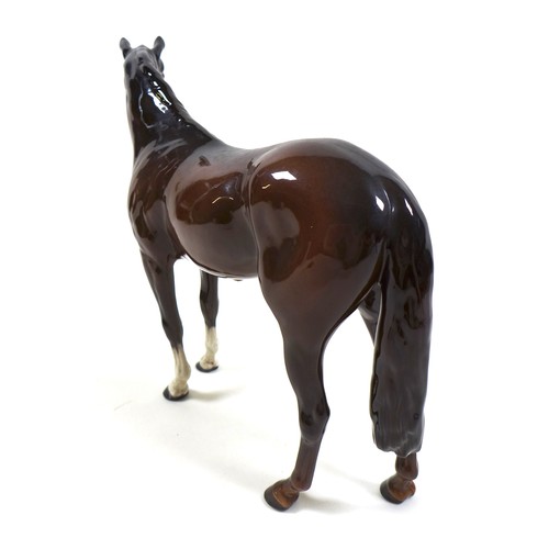 128 - A Beswick 'Large Hunter' horse figurine, First Version, model 1734, brown - gloss, 28.5cm high.