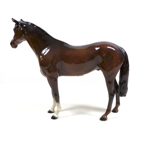 128 - A Beswick 'Large Hunter' horse figurine, First Version, model 1734, brown - gloss, 28.5cm high.