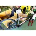 A Scott Voltage YZ2 silver, black and red painted gent's mountain bike, with dual suspension, missin... 