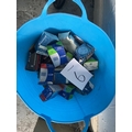 A blue plastic twin handled tub containing a quantity of boxed tyre inner tubes, including Schwalbe,... 