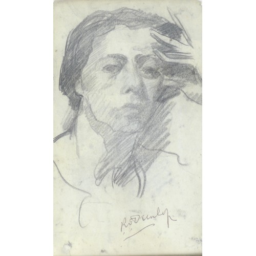 Ronald Ossory Dunlop (Irish, 1894–1973): pencil sketch portrait of Jean Shepeard, signed later in black ink, 19.5 by 11.5cm, mounted, glazed and framed,  34 by 28.5cm.

Provenance- from Doreen Kern Collection (Artist and Sculptor 1931-2021) niece of Jean Shepeard.