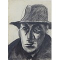 Jean Shepeard (British, 1904-1989): a charcoal portrait of the actor Sir Alec Guinness (1914-2000), ... 