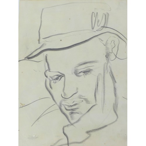 18 - Jean Shepeard (British, 1904-1989): a charcoal sketch of the artist Edward Wolfe (1897-1982), signed... 