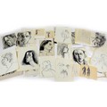 Jean Shepeard (British, 1904-1989): a collection of over forty portrait charcoal, pencil and ink ske... 