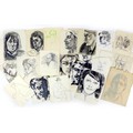 Jean Shepeard (British, 1904-1989): a collection of over forty sketches, including a charcoal portra... 