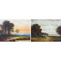 George McIntire (British, 19th century): a pair of landscapes, one with new paper label to back 'Ins... 