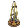 An Edwardian tabletop miniature croquet set, possibly by Jaques & Son, London, comprising a turned m... 