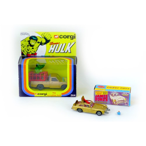 71 - Two Corgi Toys die-cast model cars, comprising 'The Incredible Hulk' 264, with Hulk figure, cage and... 