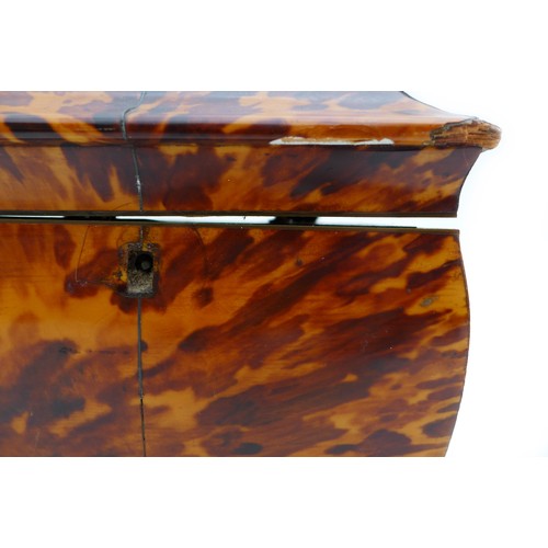 88 - A Georgian tortoiseshell twin division tea caddy, 18 by 10.7 by 14.8cm high.