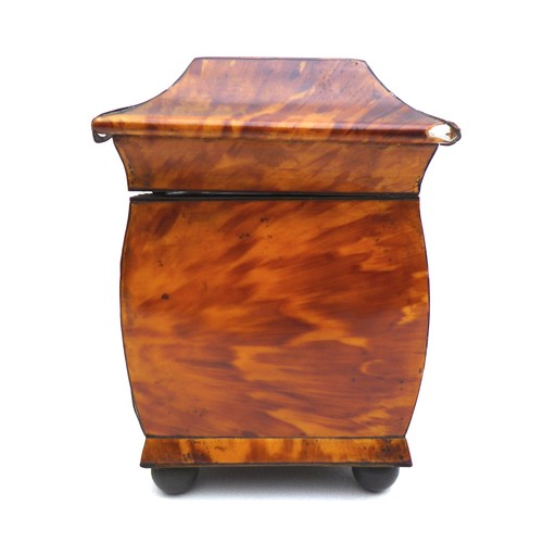 88 - A Georgian tortoiseshell twin division tea caddy, 18 by 10.7 by 14.8cm high.