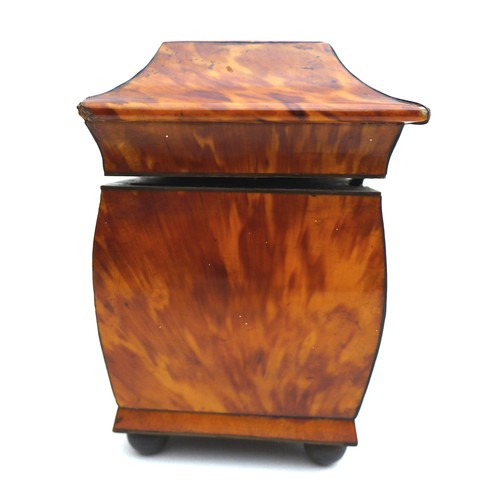 88 - A Georgian tortoiseshell twin division tea caddy, 18 by 10.7 by 14.8cm high.