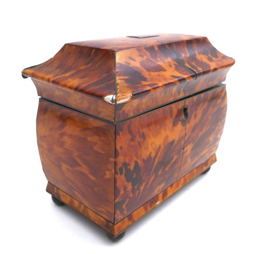 88 - A Georgian tortoiseshell twin division tea caddy, 18 by 10.7 by 14.8cm high.