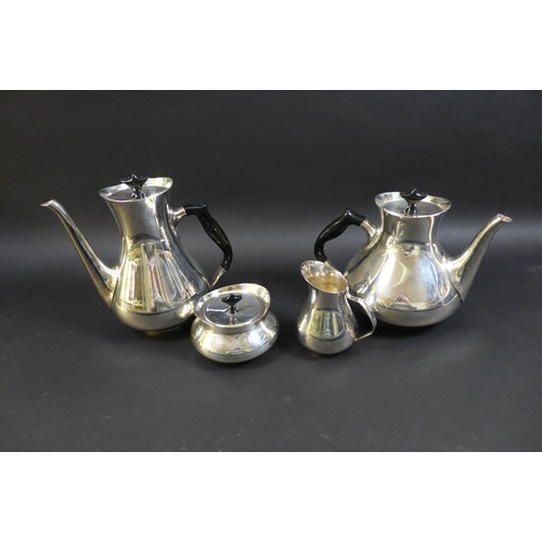 100 - A collection of silver plated items, including a vintage Viners four piece tea service, oval tray, t... 