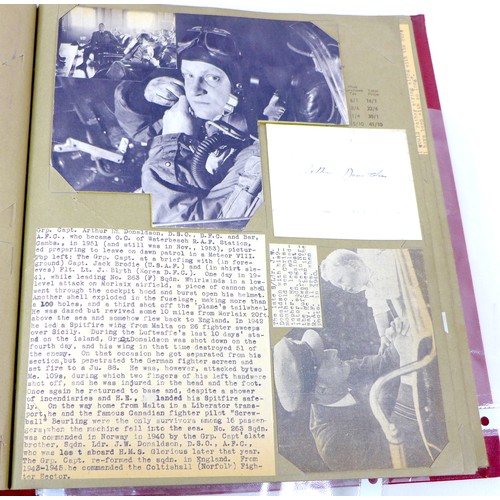 109 - Three scrapbook albums of WWII and later interest with some airman signatures, including USMC Lt. Co... 