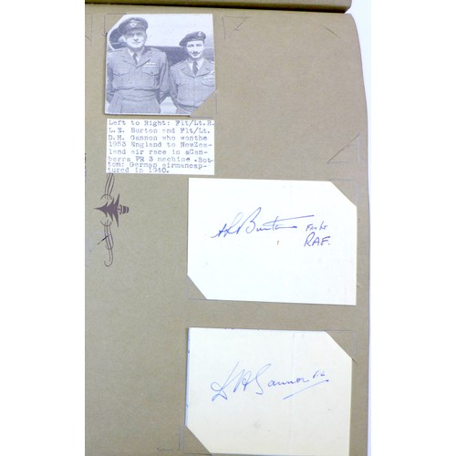 109 - Three scrapbook albums of WWII and later interest with some airman signatures, including USMC Lt. Co... 