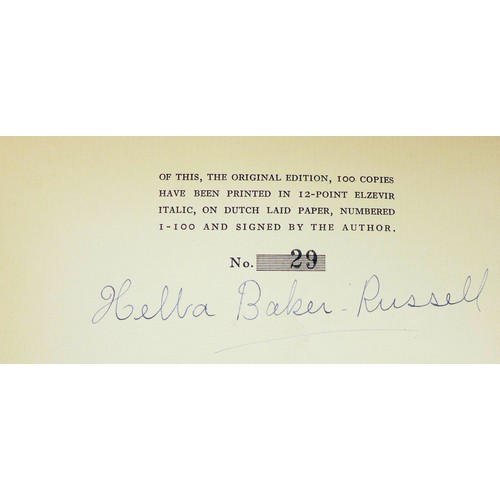 116 - Helba Baker Russell, limited edition 'Sonnets and Other Verses', signed and numbered 29/100, (pub. O... 