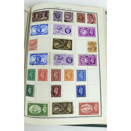 124 - A collection of stamps and postcards, including some military and topographical, in four stamp album... 