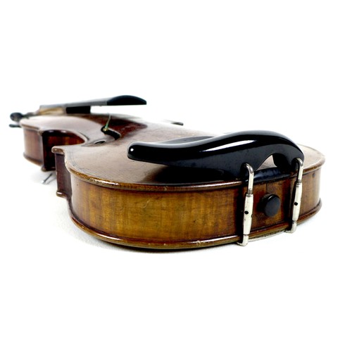 127 - An early 20th century German 3/4 violin, with ebonised fingerboard, tailpiece and tuning pegs, a/f d... 