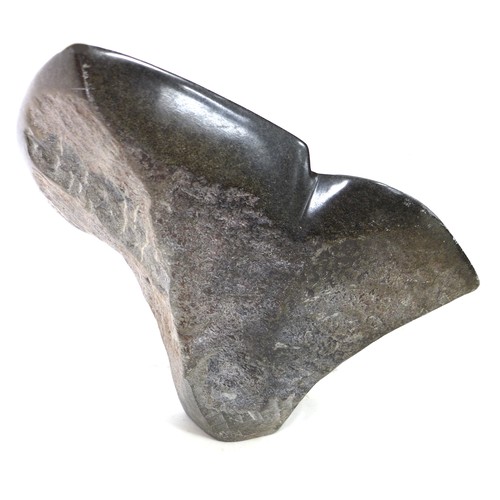 132A - A 20th century Zimbabwean Shona style soapstone carving of a heron, signed indistinctly signed 'A. C... 