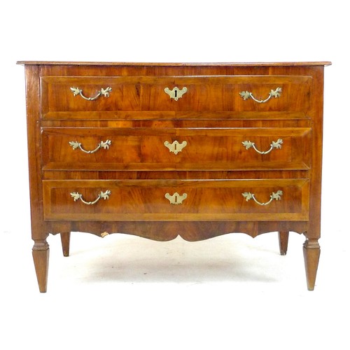 264 - An Italian fruitwood commode, late 18th century, the rectangular top with moulded edges, above three... 