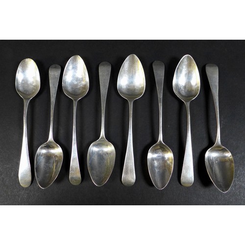 10 - A group of Georgian silver flatware, comprising nine teaspoons, including a set of three George III ... 