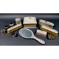 A group of Victorian and later silver dressing table items, many with repousse decoration, comprisin... 