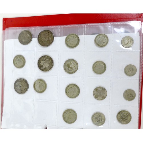 155 - An album of George III and later British coinage, including a George III 1819 crown, a George IV 182... 