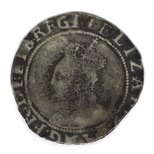 130 - An Elizabeth I silver shilling, possibly circa 1590s, with heavily rubbed portrait and long cross sh... 