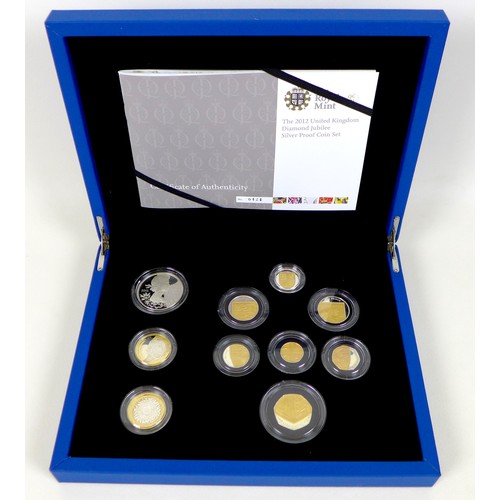 159 - An Elizabeth II commemorative silver proof ten coin set, 'The 2012 United Kingdom Diamond Jubilee Si... 