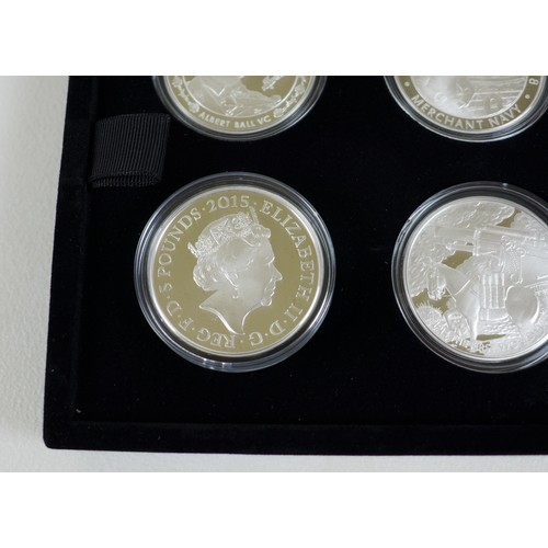 157 - An Elizabeth II commemorative silver proof six coin set, 2015 'First World War - Reality In The Grip... 