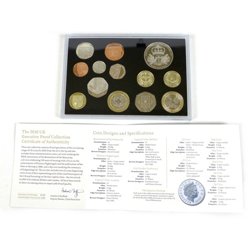 115 - An Elizabeth II Royal Mint UK proof coin set, 'The UK 2010 Executive Proof Set', thirteen coin set, ... 