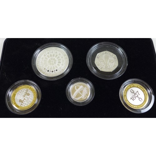 152 - A group of three Elizabeth II Royal Mint UK proof coin sets, comprising 2007 silver coin collection ... 