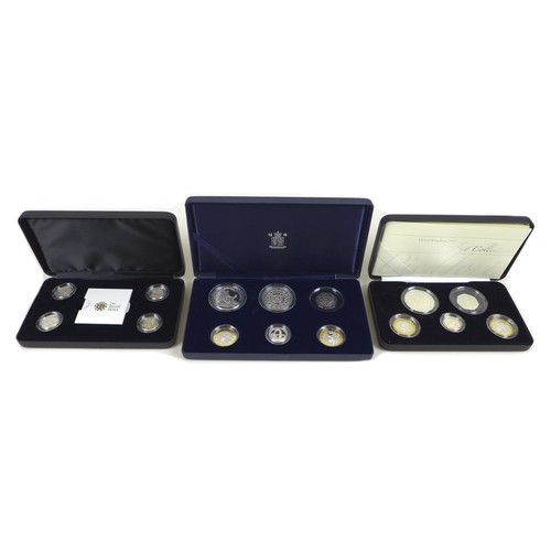 152 - A group of three Elizabeth II Royal Mint UK proof coin sets, comprising 2007 silver coin collection ... 