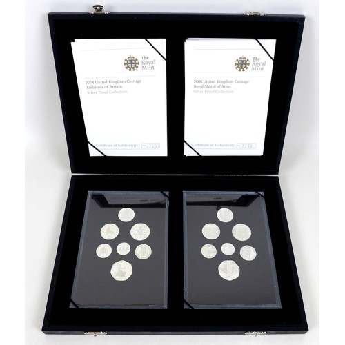 153 - Two Elizabeth II Royal Mint commemorative silver proof coin sets, comprising '2008 United Kingdom Co... 