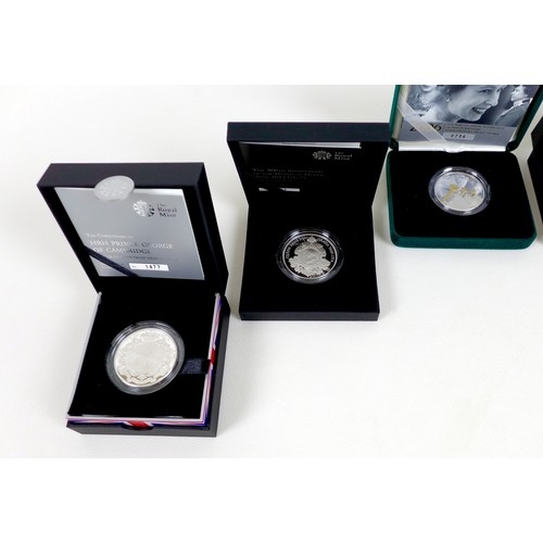 145 - A group of six Elizabeth II Royal Mint UK £5 silver proof Piedfort coins, comprising 2006 'Her Majes... 