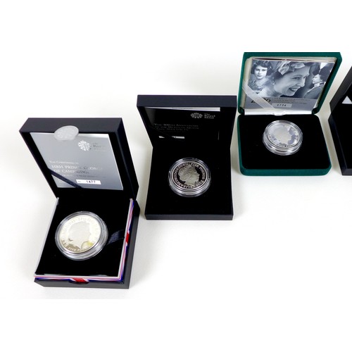 145 - A group of six Elizabeth II Royal Mint UK £5 silver proof Piedfort coins, comprising 2006 'Her Majes... 