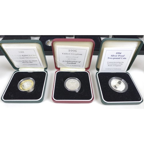 143 - A group of fifteen Elizabeth II Royal Mint UK £2 silver proof coins, including eight Silver Proof Pi... 