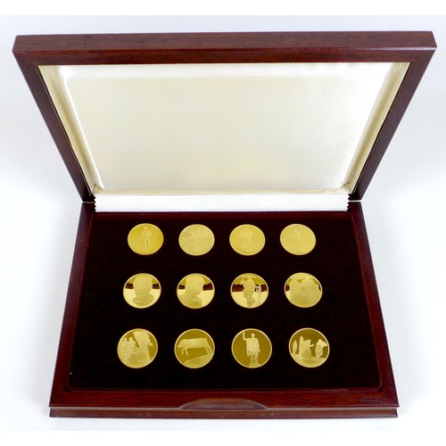 110 - A John Pinches commemorative set of twelve medals, 'The Treasures of Pompeii', First Edition, struck... 