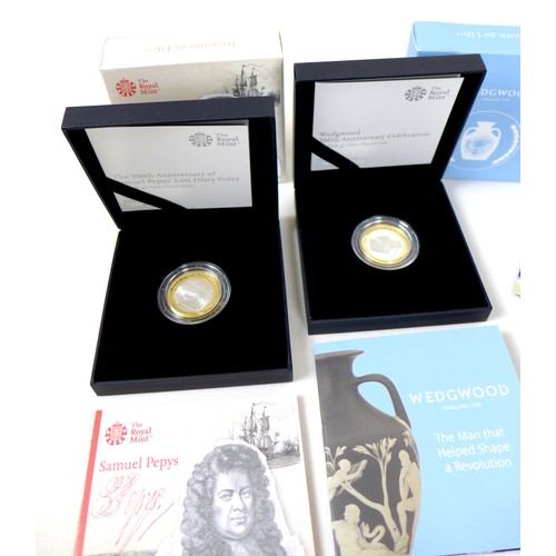 150 - Twelve ERII proof set £2 coins, comprising a 2016 350th anniversary 'The Great Fire of London' Piedf... 