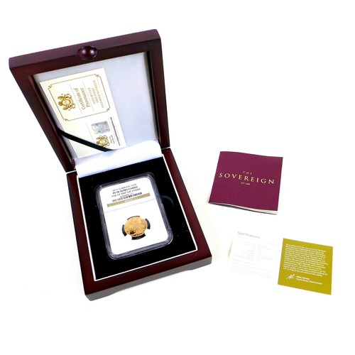 225 - An Elizabeth II 2016 90th first strike gold proof James Butler portrait sovereign, with certificate ... 