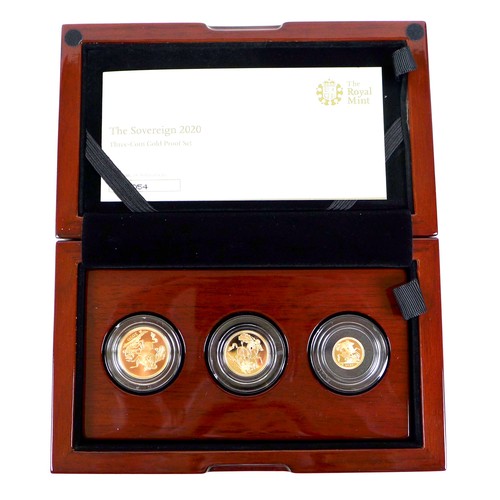 226 - A limited edition Elizabeth II 2020 three coin sovereign gold proof set, comprising a full sovereign... 