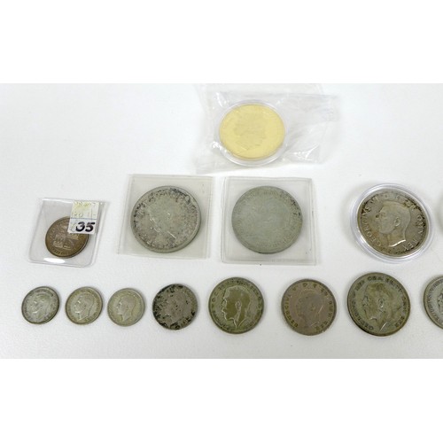 126 - A collection of Victorian and later coins, including an 1892 Victoria one shilling piece, a Elizabet... 