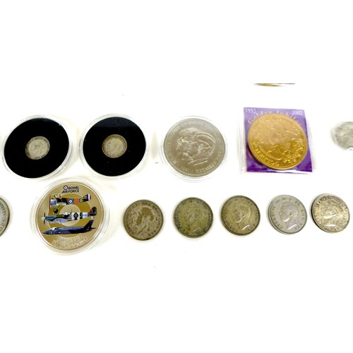 126 - A collection of Victorian and later coins, including an 1892 Victoria one shilling piece, a Elizabet... 