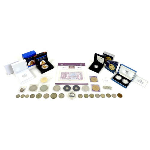 126 - A collection of Victorian and later coins, including an 1892 Victoria one shilling piece, a Elizabet... 