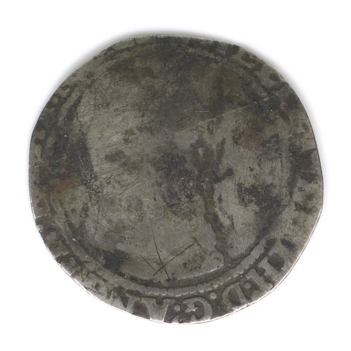 107 - An Elizabeth I 1580 sixpence, 5th issue 1578-1582, with heavily rubbed portrait with parts of '...TH... 