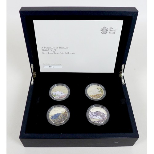 133 - A limited edition Elizabeth II Royal Mint commemorative silver proof four £5 coin set, 2016 'A Portr... 