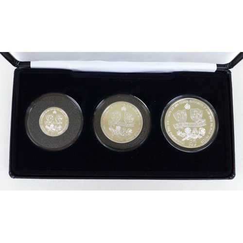 132 - Four Elizabeth II Jubilee mint commemorative silver proof coin sets, comprising three £5, £2 and £1 ... 