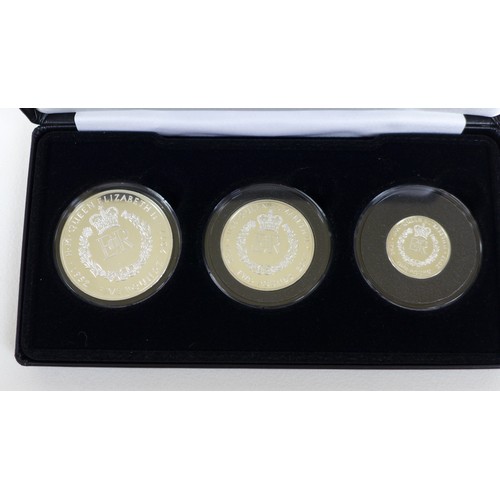 132 - Four Elizabeth II Jubilee mint commemorative silver proof coin sets, comprising three £5, £2 and £1 ... 