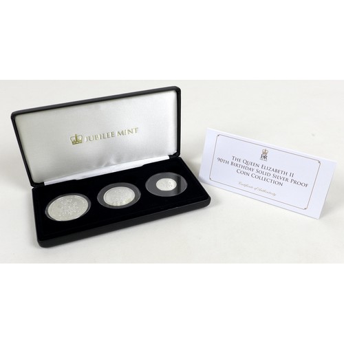 132 - Four Elizabeth II Jubilee mint commemorative silver proof coin sets, comprising three £5, £2 and £1 ... 